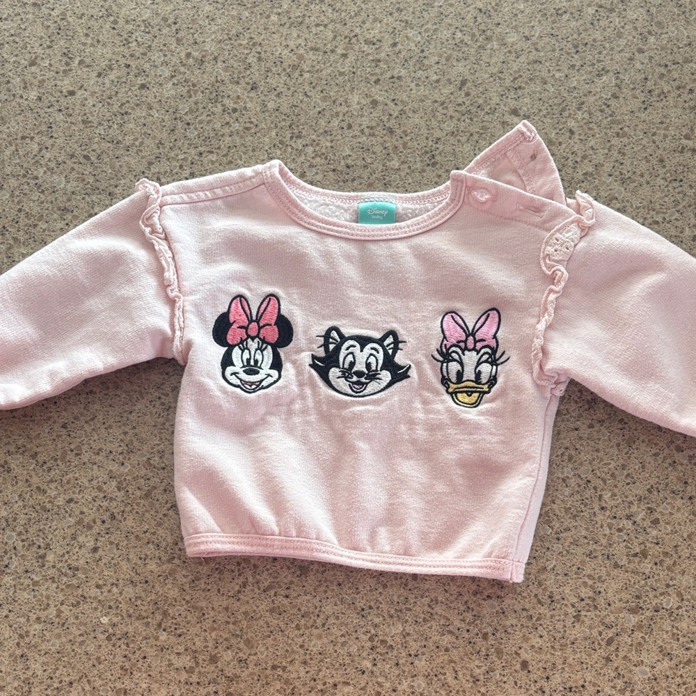 Disney Baby Pink Girls' Embroidered Character Sweatshirt